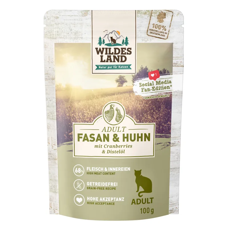 WILDES LAND Pouchbeutel Fasan & Huhn 100 g Markenware